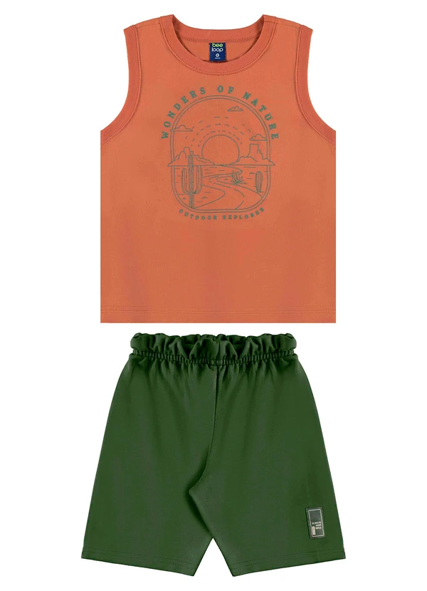 Bee Loop - Conjunto Regata e Bermuda Menino Marrom 2