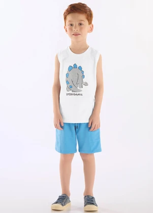 Conjunto Regata e Bermuda Menino Up Baby Branco - UP BABY