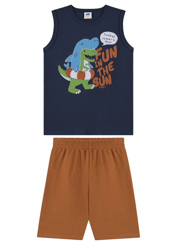 Marlan - Conjunto Regata e Bermuda Moletinho Azul