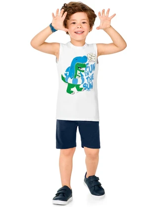 Marlan - Conjunto Regata e Bermuda Moletinho Branco - MARLAN