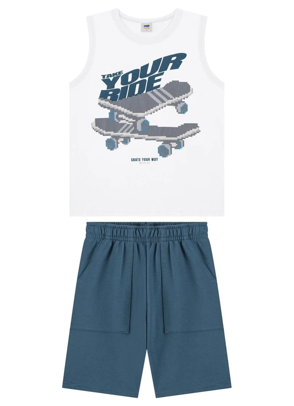 Marlan - Conjunto Regata e Bermuda Moletinho Menino Branco