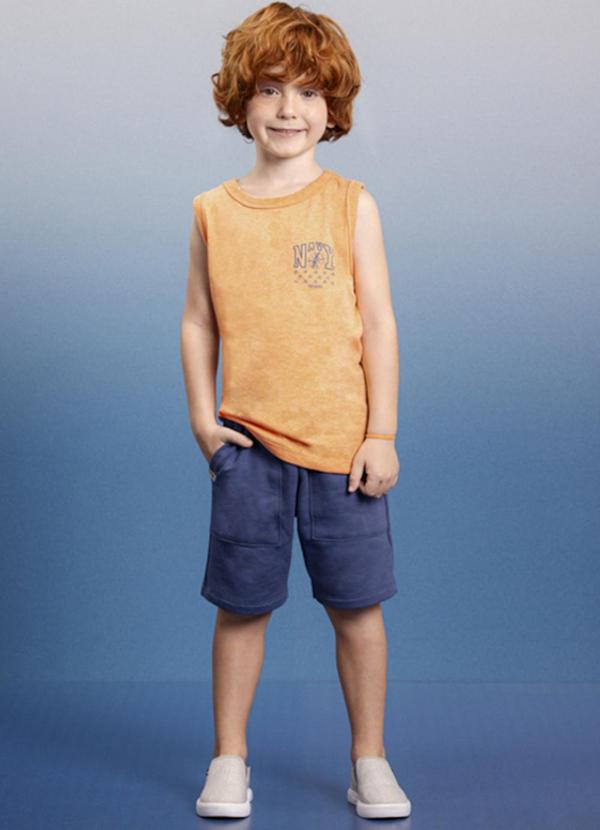 Ioluig - Conjunto Regata e Bermuda Nautico Laranja