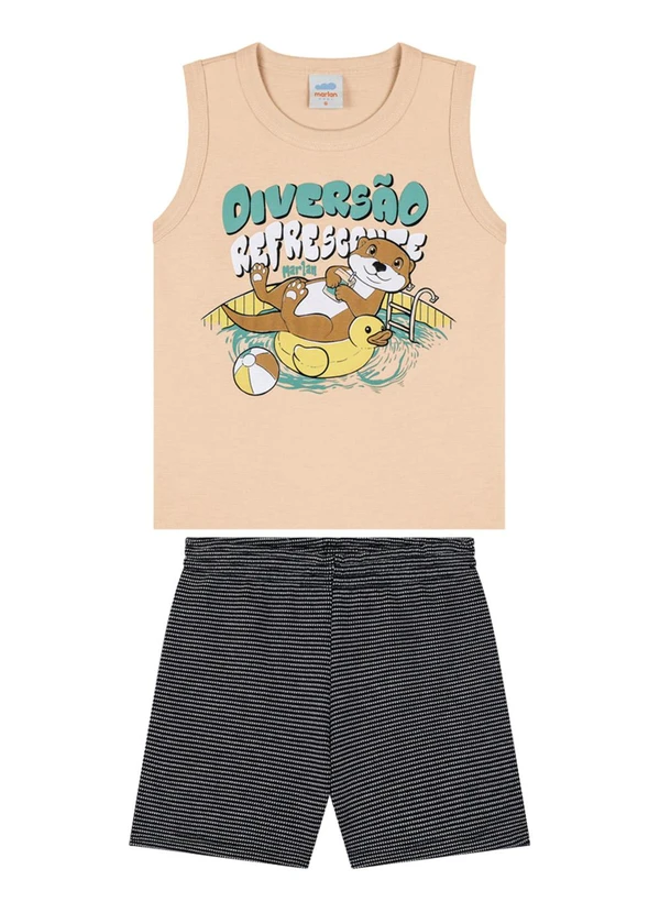Marlan - Conjunto Regata e Bermuda Quadriculado Laranja 2