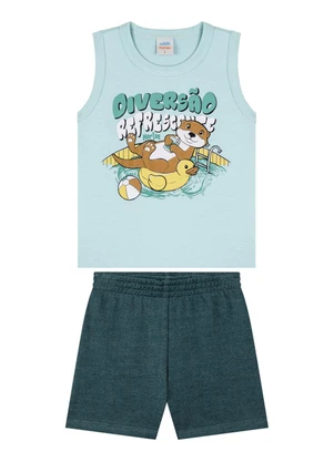 Marlan - Conjunto Regata e Bermuda Quadriculado Verde - MARLAN