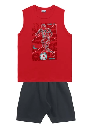 Fakini Kids - Conjunto Regata e Bermuda Vermelho - FAKINI KIDS