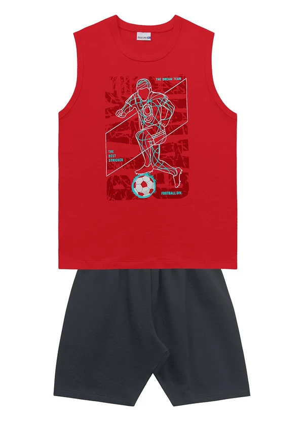 Fakini Kids - Conjunto Regata e Bermuda Vermelho