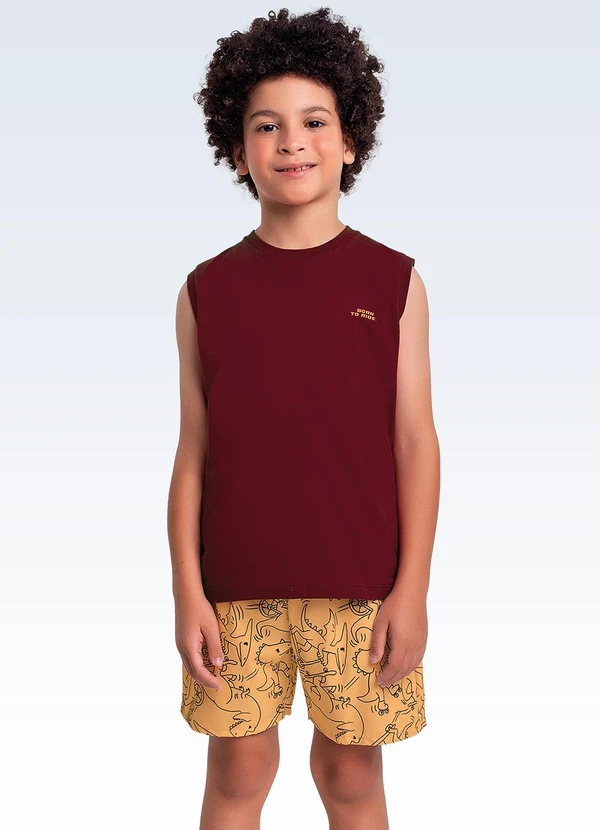 Fakini Kids - Conjunto Regata e Bermuda Vermelho