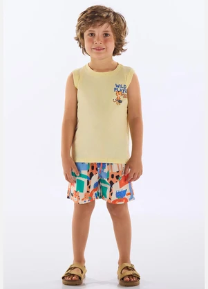 Up Baby - Conjunto Regata e Short Infantil Amarelo - UP BABY