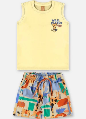 Up Baby - Conjunto Regata e Short Infantil Amarelo - UP BABY