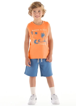 Quimby - Conjunto Regata Estampada Bermuda Laranja - QUIMBY