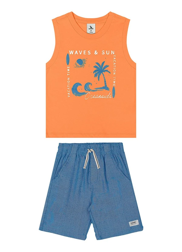Quimby - Conjunto Regata Estampada Bermuda Laranja 2