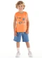 Quimby - Conjunto Regata Estampada Bermuda Quimby Laranja - variação:  