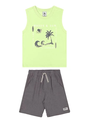 Quimby - Conjunto Regata Estampada Bermuda Verde - QUIMBY
