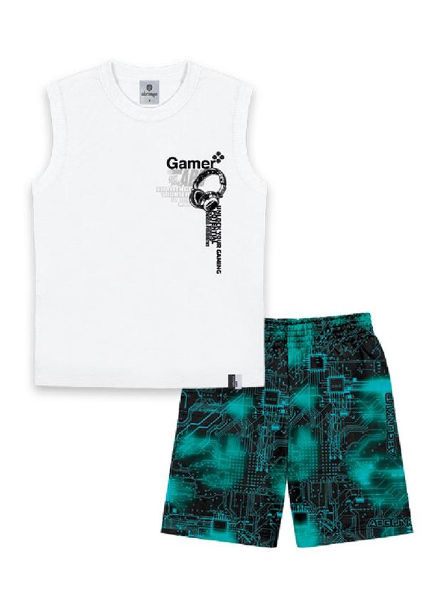 Abrange - Conjunto Regata Game e Bermuda Branco Multicores