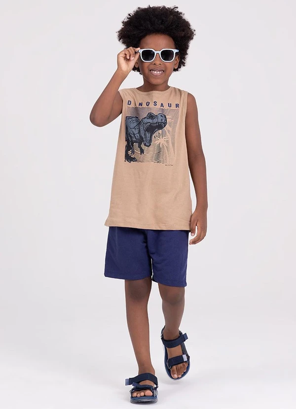 Vida Costeira - Conjunto Regata Infantil Dinosaur Bege 1