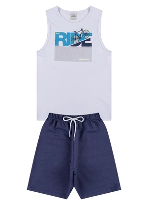 Vida Costeira - Conjunto Regata Infantil Just Ride Branco - VIDA COSTEIRA