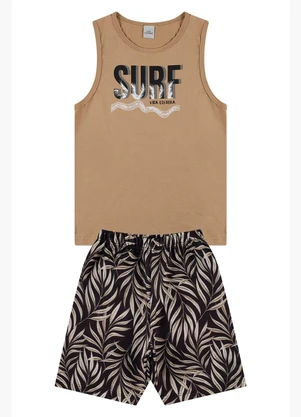 Vida Costeira - Conjunto Regata Infantil Sublimado Surf Bege - VIDA COSTEIRA