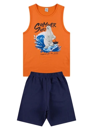 Vida Costeira - Conjunto Regata Infantil Summer Surf Laranja - VIDA COSTEIRA