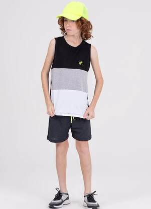 Vida Costeira - Conjunto Regata Infantil Tricolor Preto - VIDA COSTEIRA