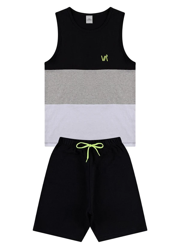 Vida Costeira - Conjunto Regata Infantil Tricolor Preto 2