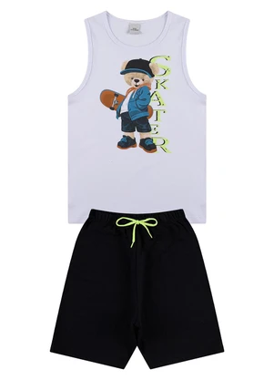Vida Costeira - Conjunto Regata Infantil Web Skater Branco - VIDA COSTEIRA