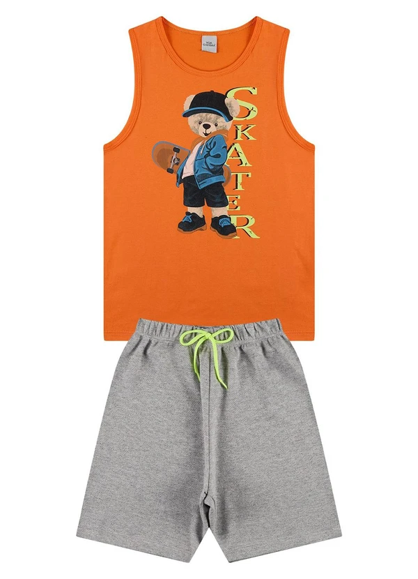 Vida Costeira - Conjunto Regata Infantil Web Skater Laranja 2