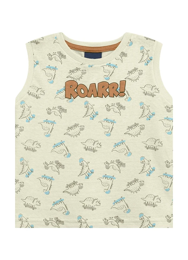 Ddk - Conjunto Regata Machão Roar Dino e Bermuda Bege