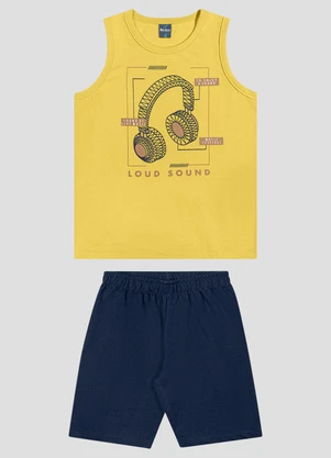 Reirex - Conjunto Regata Meia Malha e Bermuda Amarelo - REIREX