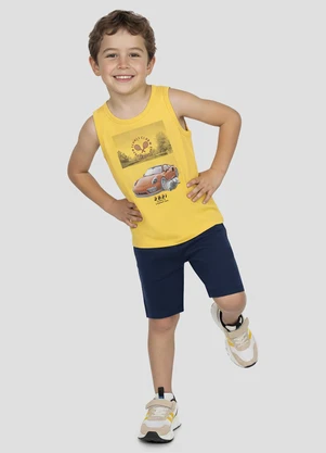 Reirex - Conjunto Regata Meia Malha e Bermuda Amarelo - REIREX
