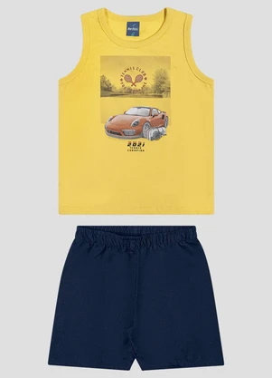 Reirex - Conjunto Regata Meia Malha e Bermuda Amarelo - REIREX