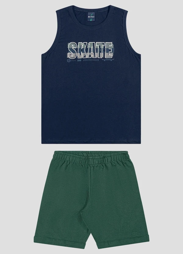 Reirex - Conjunto Regata Meia Malha e Bermuda Azul