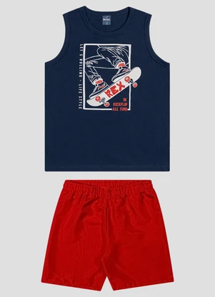 Reirex - Conjunto Regata Meia Malha e Bermuda Azul - REIREX