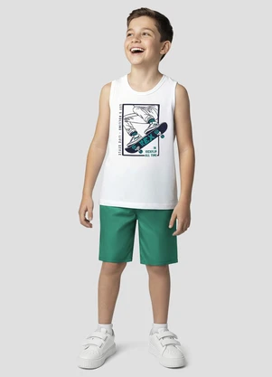 Reirex - Conjunto Regata Meia Malha e Bermuda Branco - REIREX