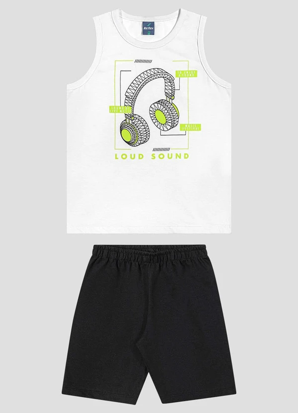 Reirex - Conjunto Regata Meia Malha e Bermuda Branco