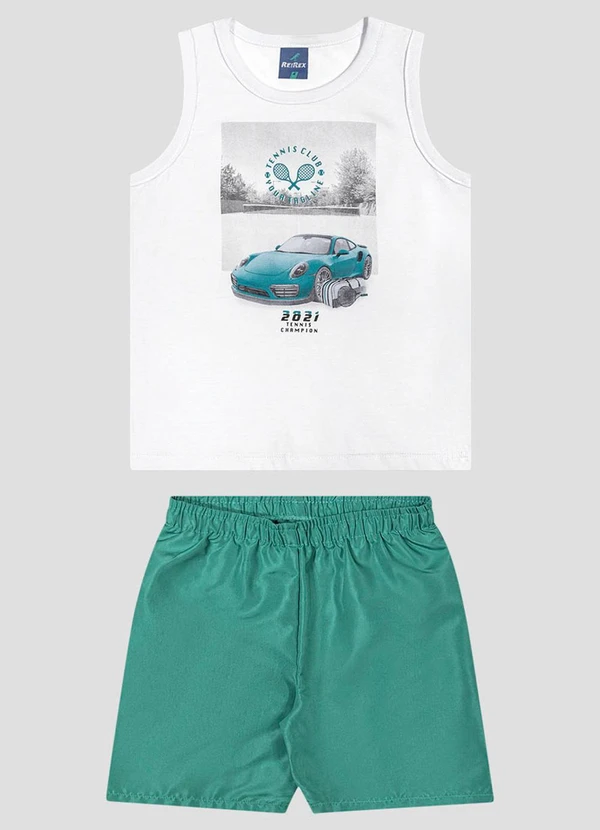 Reirex - Conjunto Regata Meia Malha e Bermuda Branco