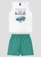 Reirex - Conjunto Regata Meia Malha e Bermuda Cinza - variação: Branco