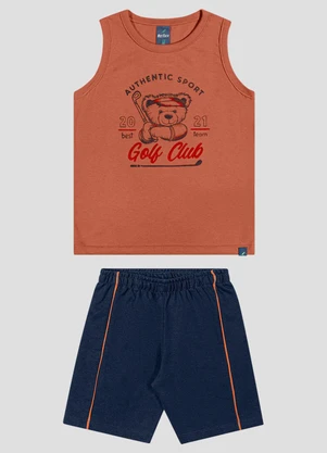 Reirex - Conjunto Regata Meia Malha e Bermuda Laranja - REIREX