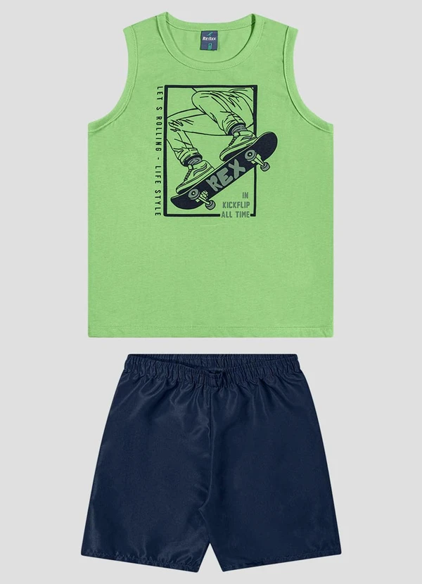 Reirex - Conjunto Regata Meia Malha e Bermuda Verde