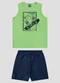 Reirex - Conjunto Regata Meia Malha e Bermuda Branco - variação: Verde