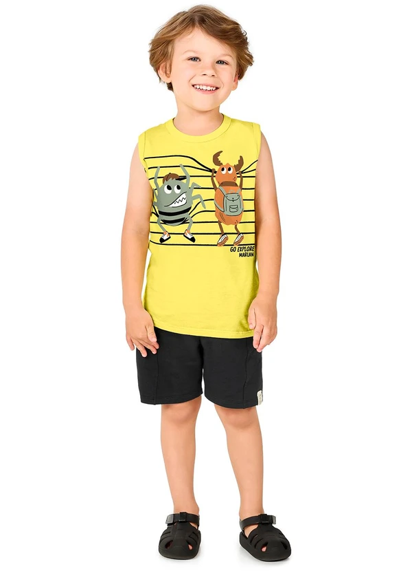 Marlan - Conjunto Regata Meia Malha e Moletinho Amarelo