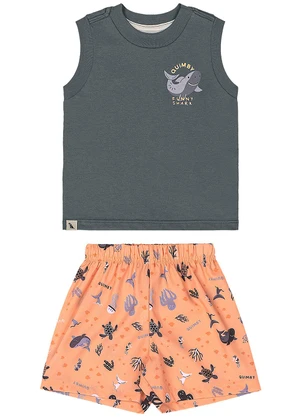 Quimby - Conjunto Regata Shark Bermuda Cinza - QUIMBY