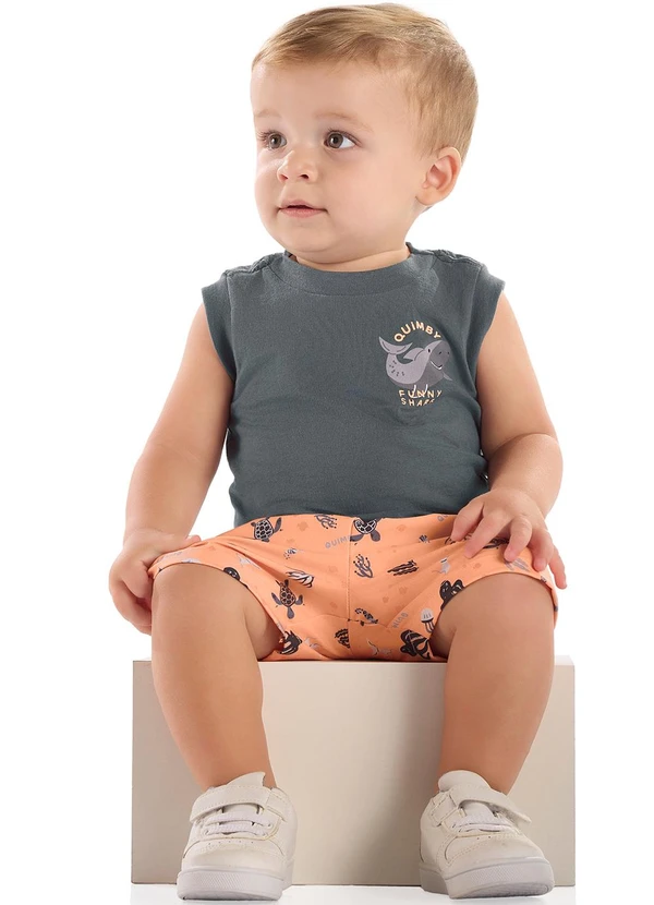 Quimby - Conjunto Regata Shark Bermuda Cinza