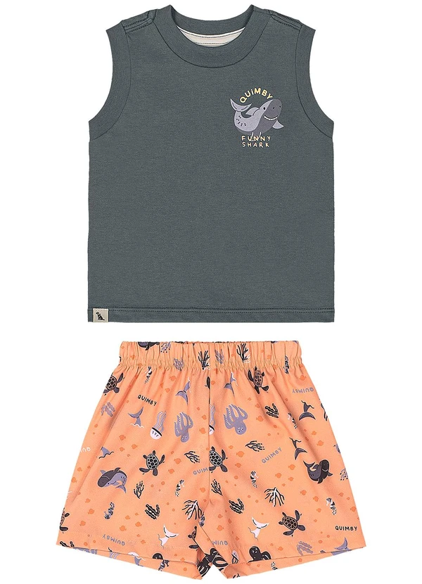 Quimby - Conjunto Regata Shark Bermuda Cinza 2
