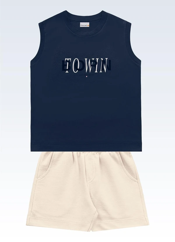 Fakini Kids - Conjunto Regata/Shorts Azul