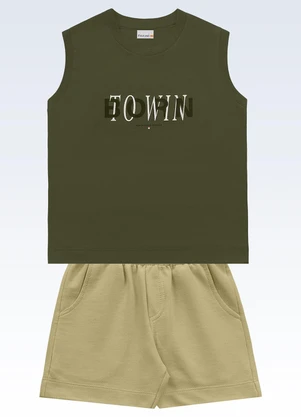 Fakini Kids - Conjunto Regata/Shorts Verde - FAKINI KIDS