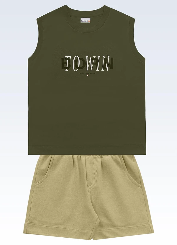 Fakini Kids - Conjunto Regata/Shorts Verde