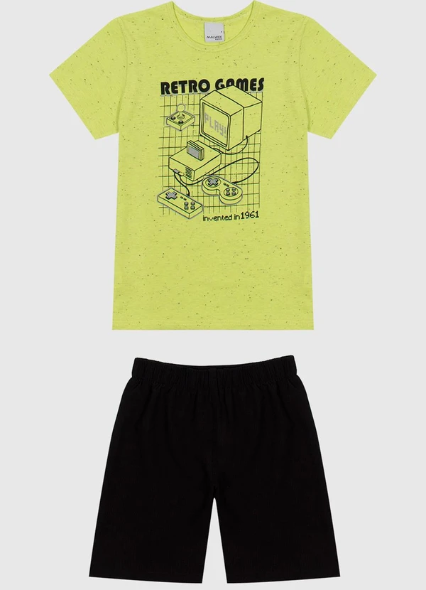 Malwee Kids - Conjunto Retro Game Maquinetado Menino Verde