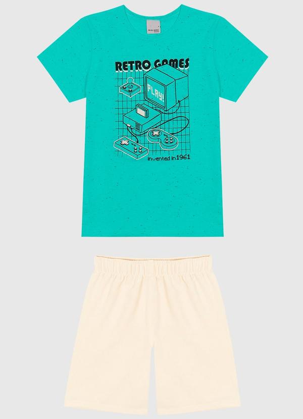 Malwee Kids - Conjunto Retro Game Maquinetado Menino Verde
