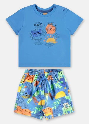 Up Baby - Conjunto Safári para Bebê Menino Azul - UP BABY