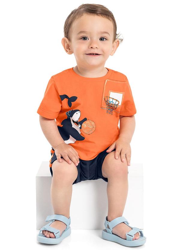 Bee Loop - Conjunto Shark Dunk Bebê Menino Laranja